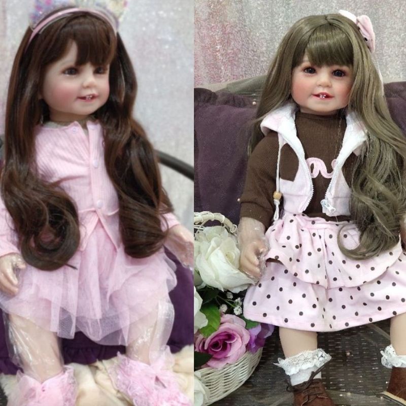 Ready Boneka Reborn Tertawa Tersenyum 60 cm Mewah Silikon Premium