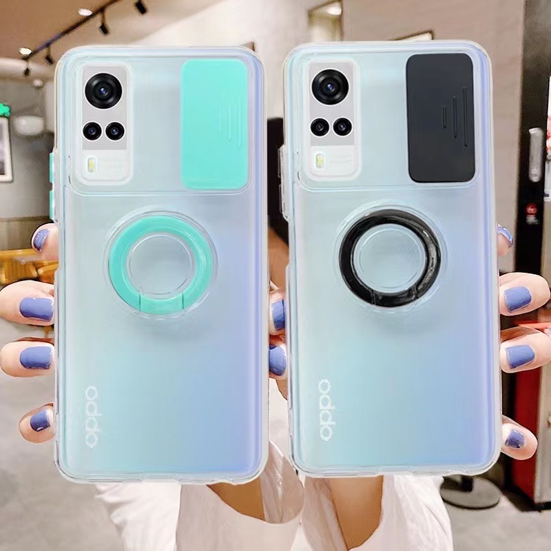 Case Transparan Dengan Jendela Geser Anti Jatuh Untuk oppo A52 A72 A92 A94 4g F19 Pro A74 4g F19 Reno 5 F11 Pro