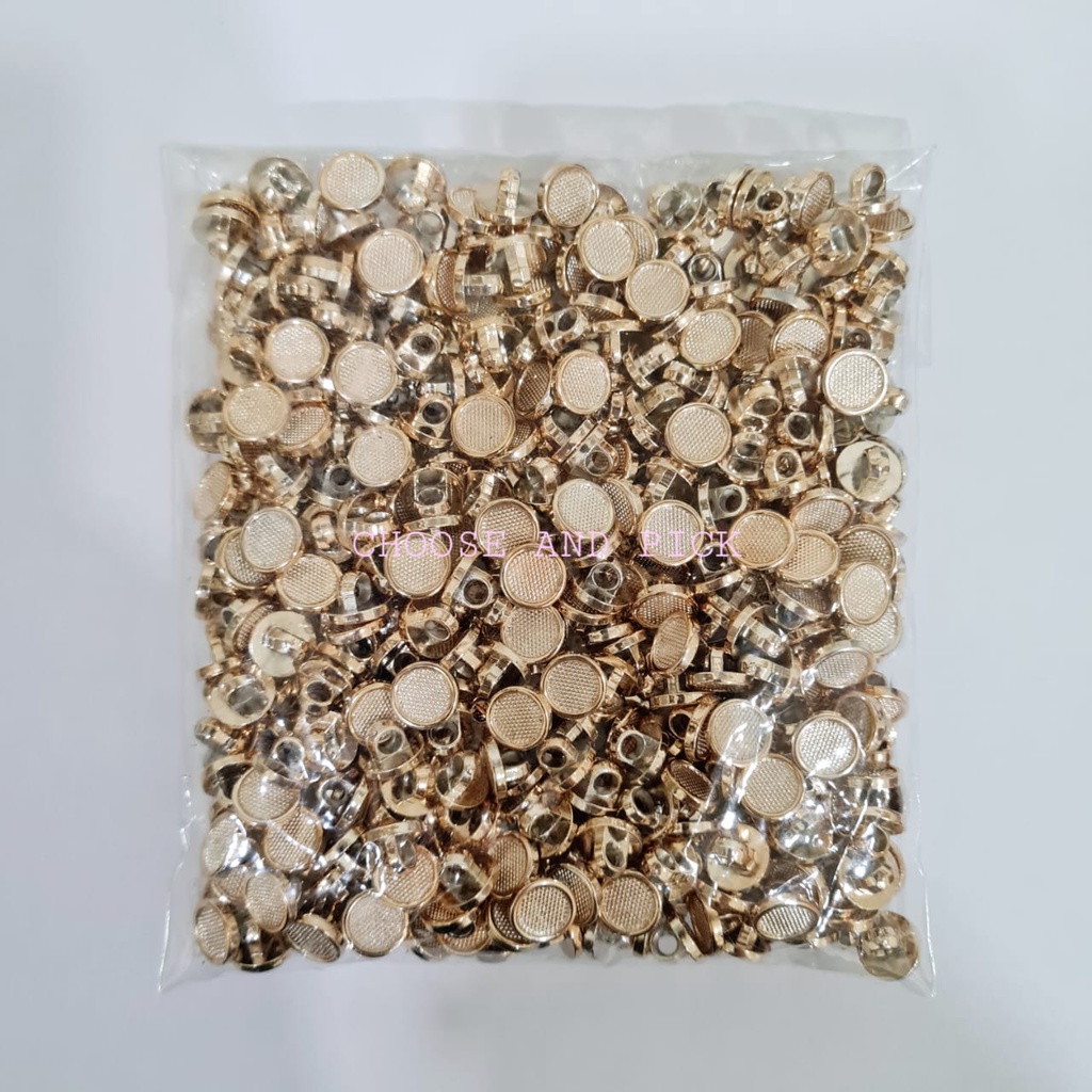 Kancing Jamur Gepeng Mengkilap 16L (10.2mm) warna rose gold / Kancing Jamur Mutiara Emas 16L / Kanci