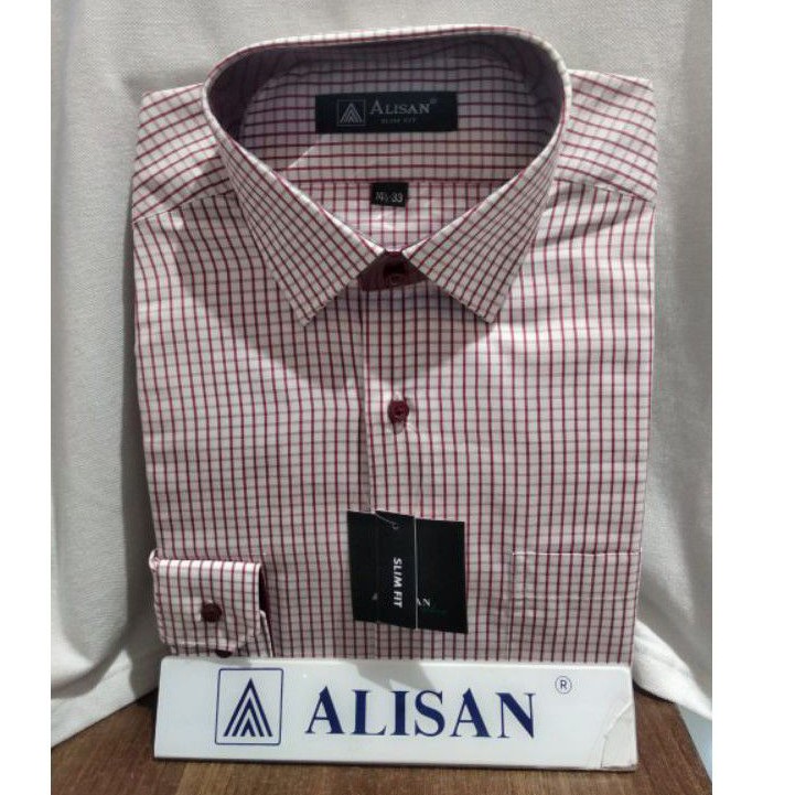 Kemeja kotak-kotak Kombinasi ALISAN Lengan panjang