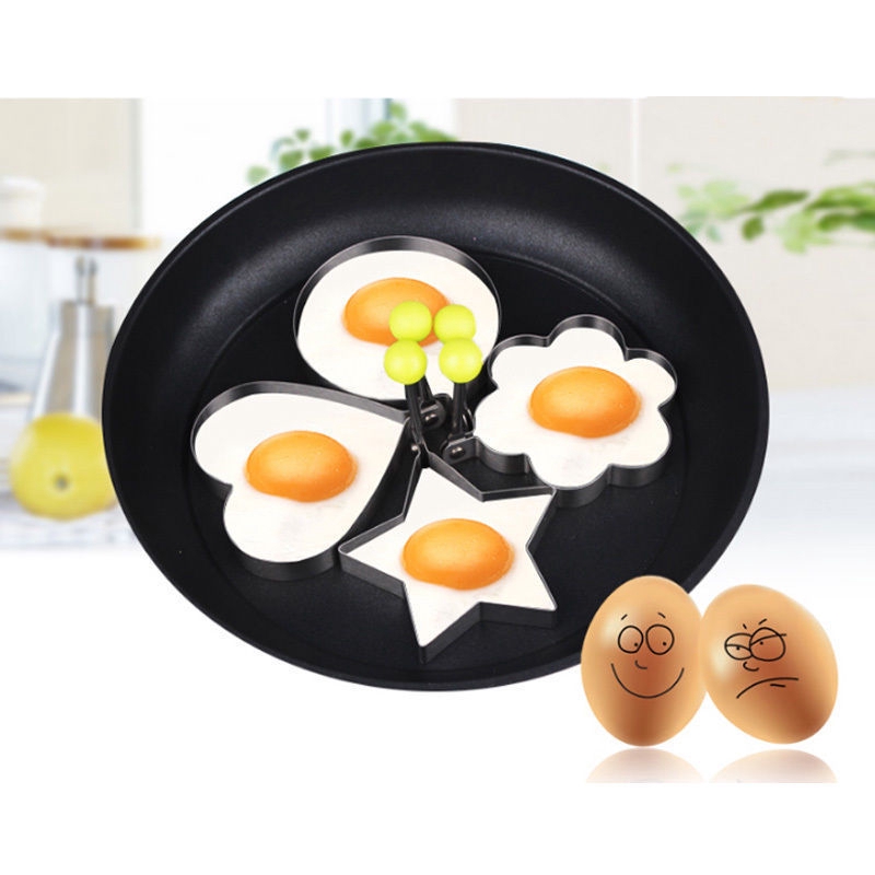 Stainless Steel Fried Egg Pancake Shaper Omelette Mold /Heart Round Flower Frying Egg Cooking Mold Kitchen Accessories Gadget Rings