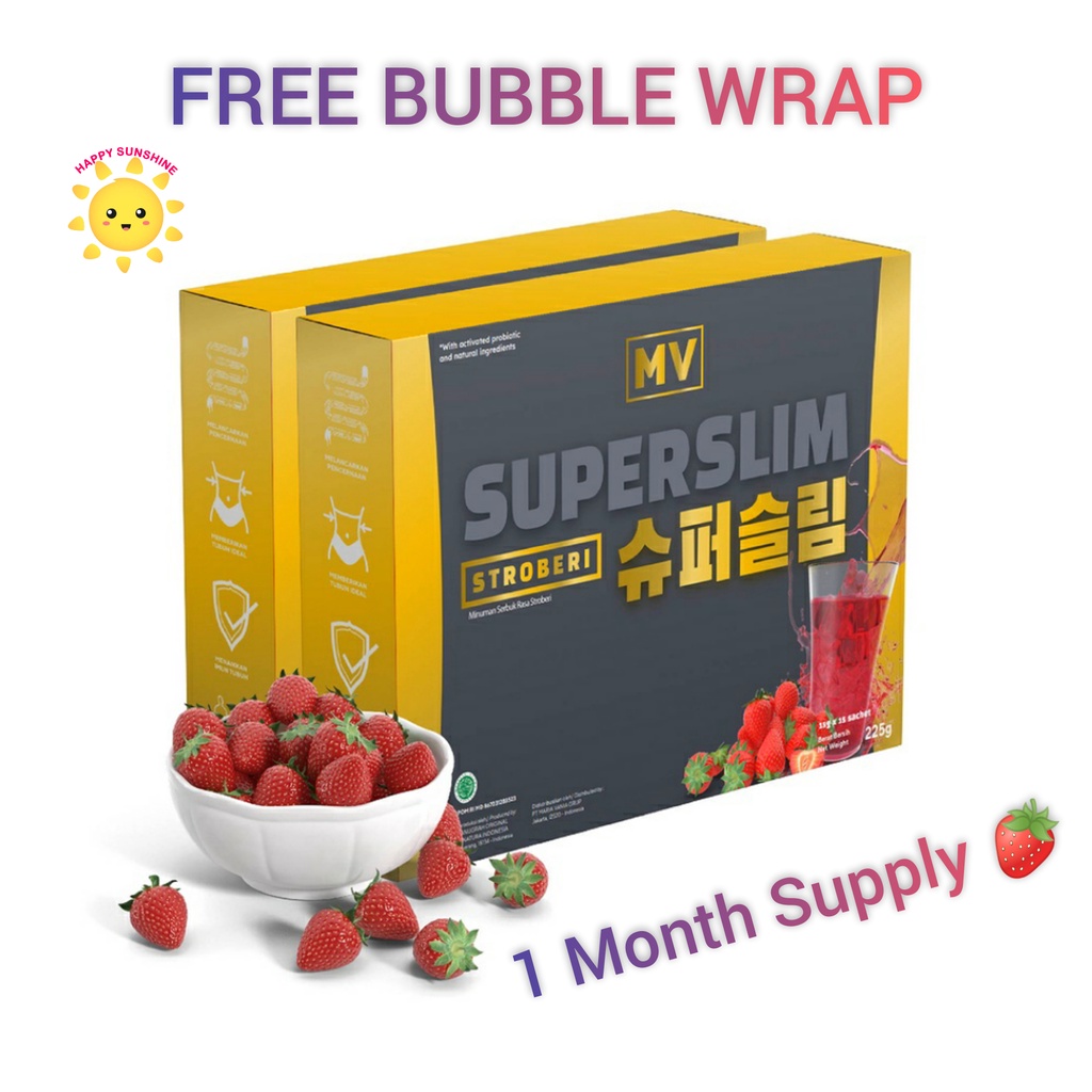 MVSUPERSLIM Paket 2 Box MV SuperSlim Super Slim Strawberry Fiber Drink by Maria Vania BPOM Halal Sol