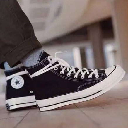 (MURAH PARAH ) Sepatu Converse 70s GLOSY High Egret Black / White Sepatu Sekolah Allstar Terlaris