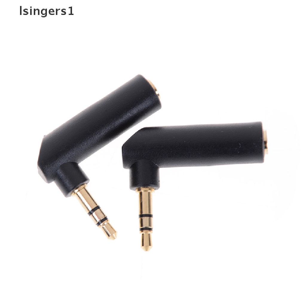 (lsingers1) 2pcs Adapter Konektor Plug 3.5mm Female Ke 3.5mm Male Bentuk L