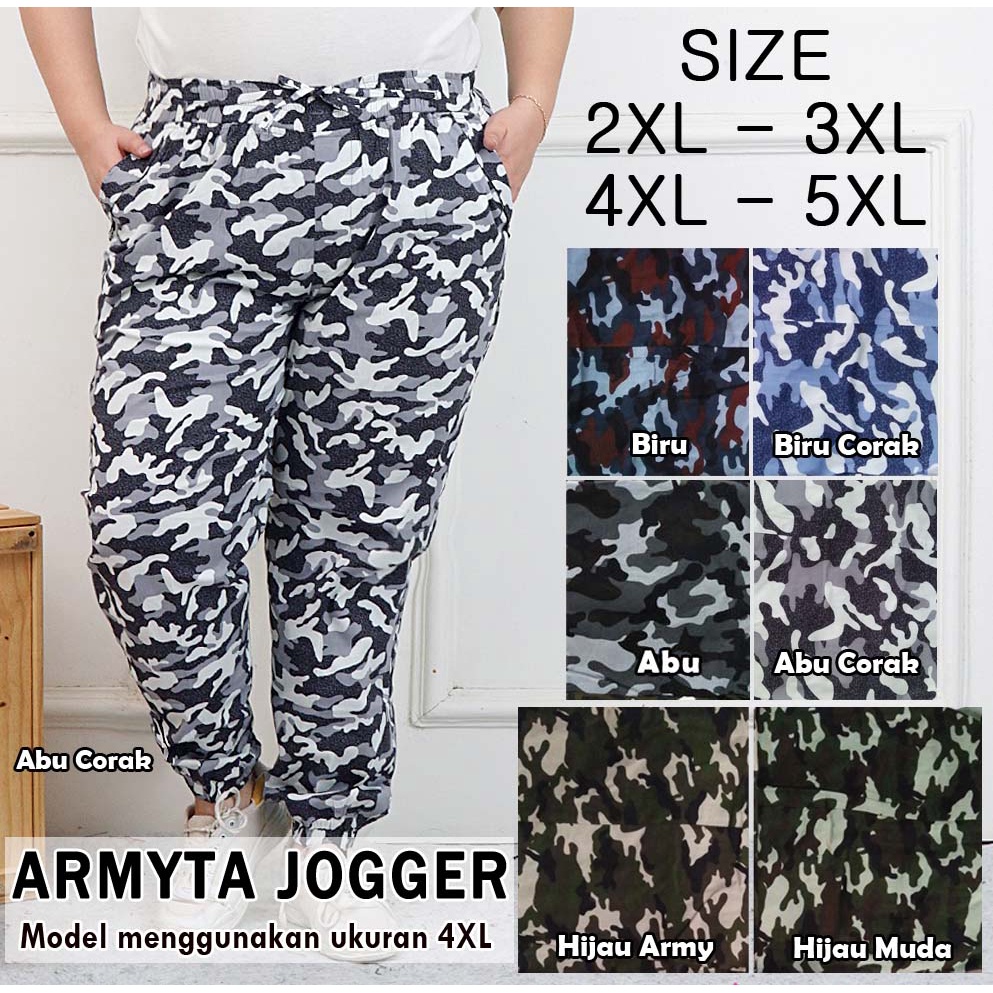 BIGCLO - (COD) Celana Joger Jogger Panjang Armyta Bigsize Jumbo XXXL XXXXL Wanita Big Size Army 3R