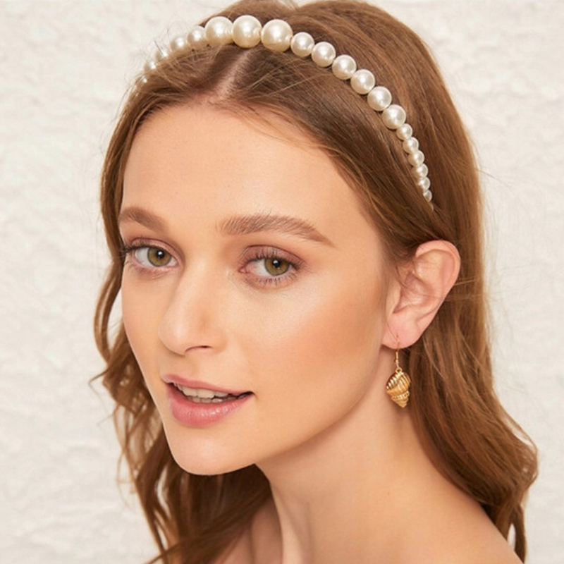 YEEZII Korean Sweet Pearl Headband Simple Elegant Temperament Geometry Hair Band Fashion Women Headdress Hair Accessories