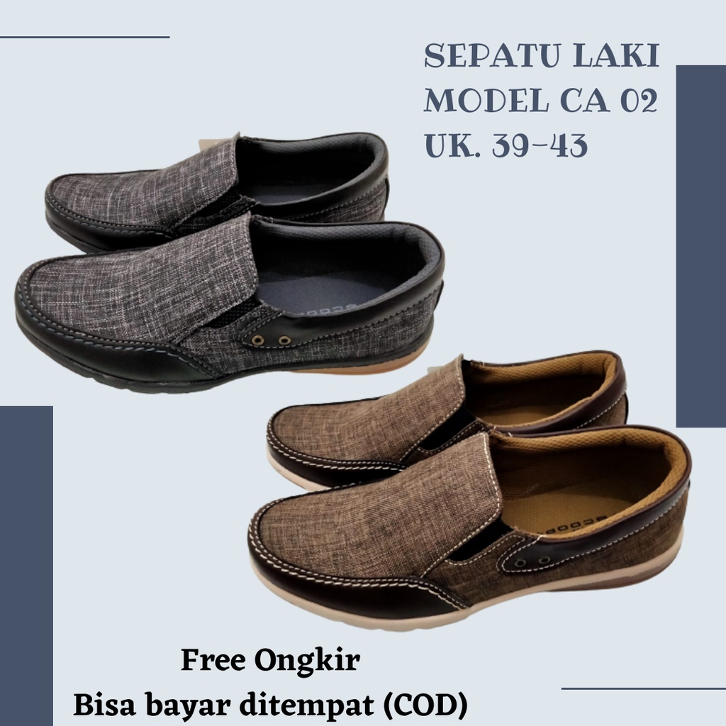 GRANDSCOOPY Sepatu Slip On Pria CA 02 Original Import Sepatu Casual Kulit Kerja Kantor Santai Pesta 
