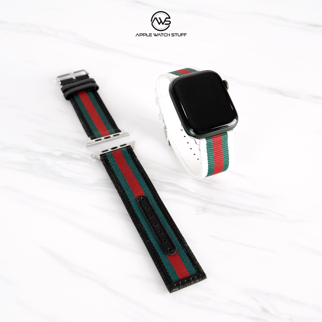 Apple Watch Gucci Strap Premium Quality Nylon + PU Leather