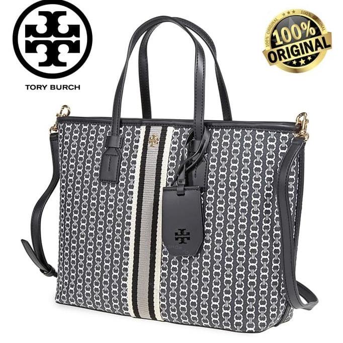 TB TORY BURCH GEMINI LINK CANVAS SMALL TOP-ZIP TOTE 100% AUTHENTIC