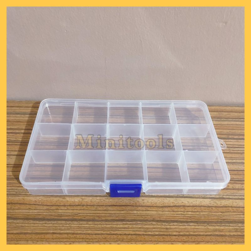 Kotak Penyimpanan Kecil 15 Sekat / Kotak Obat / Kotak Manik Manik