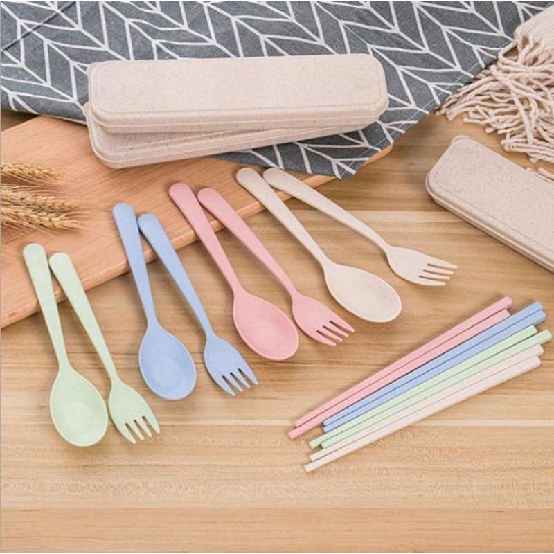 SENDOK GARPU SUMPIT SET TRAVEL / SENDOK MAKAN JERAMI GANDUM