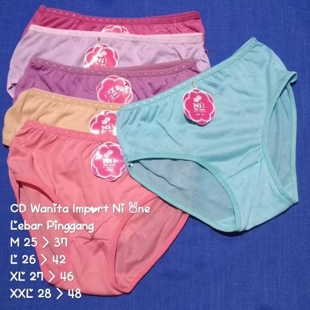 6 Pcs Celana Dalam Wanita Dewasa Ni One Original - CD import Ni One Multi Color - Celana Dalam ABG