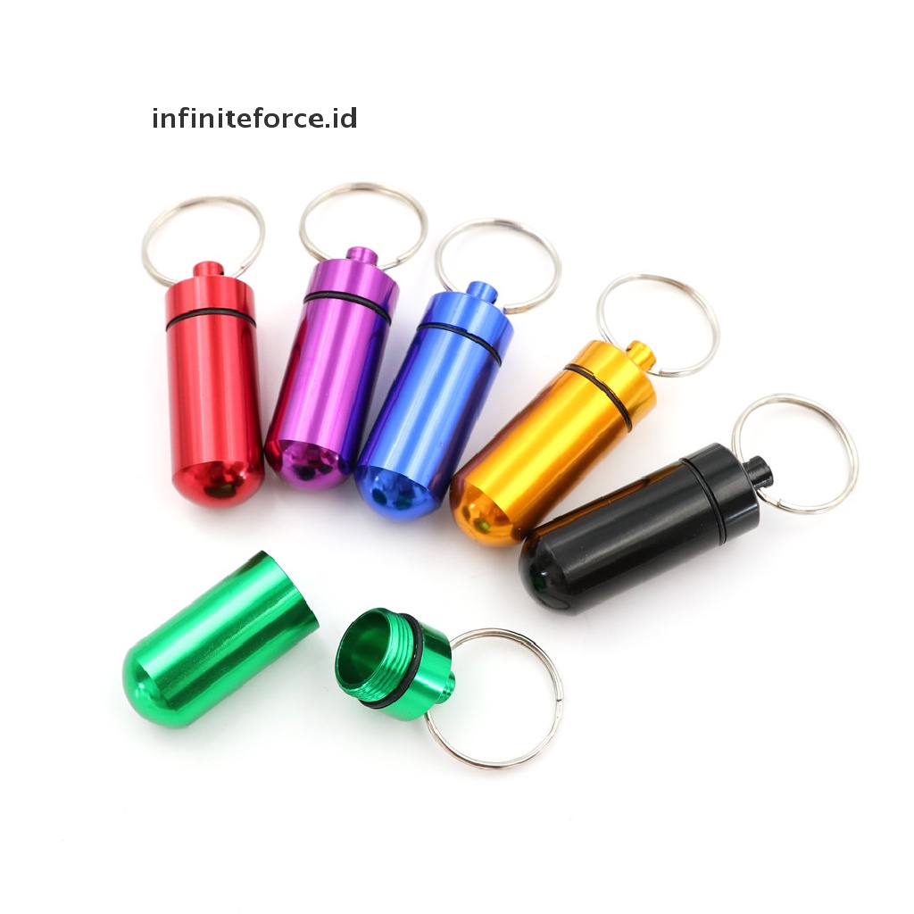 (Infiniteforce.Id) 5pcs / Set Botol Obat Pil Mini Bahan Aluminum Anti Air