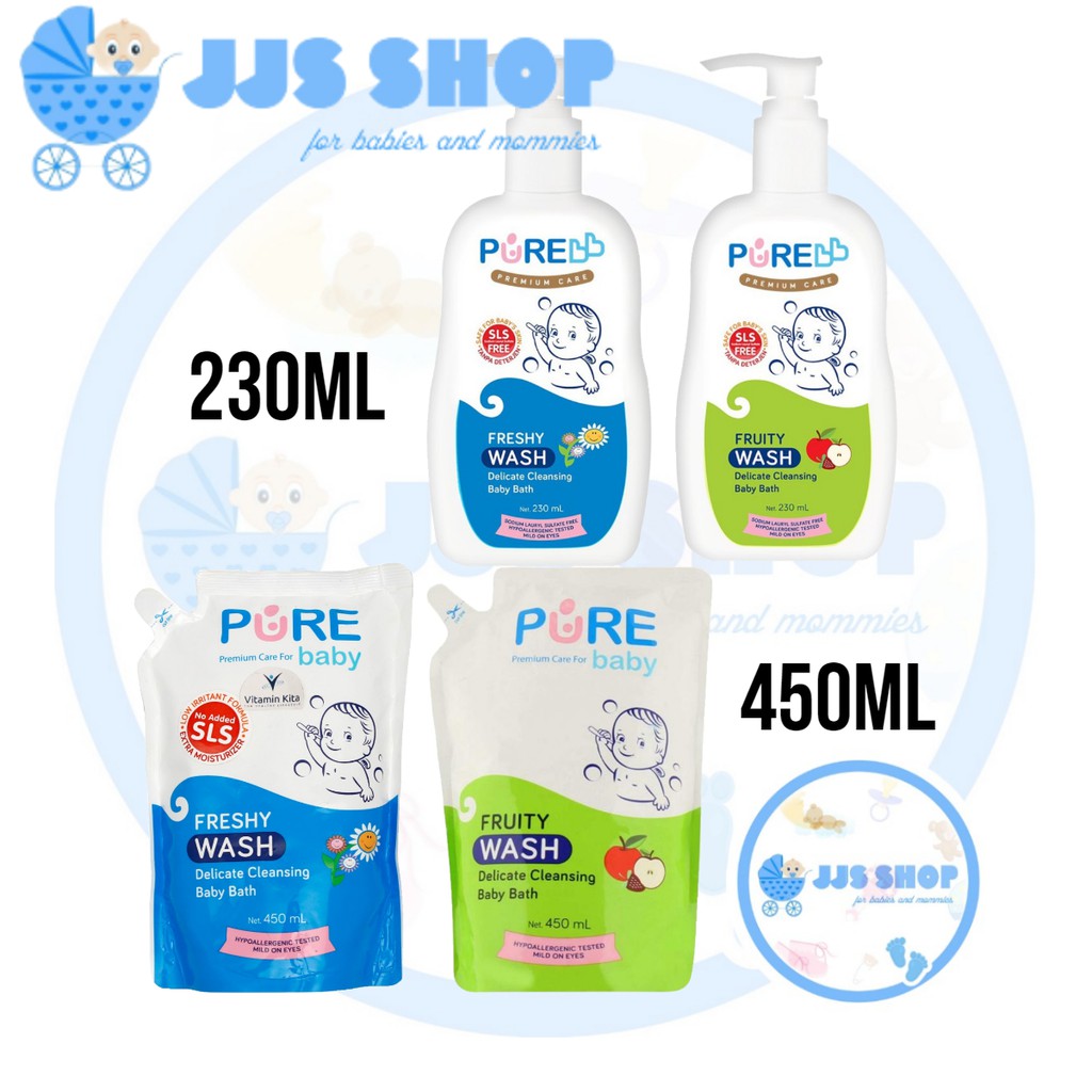 PURE BB PUREBB BABY Wash 230ml 450ml Freshy Fruity / Sabun Mandi Bayi Baby Anak