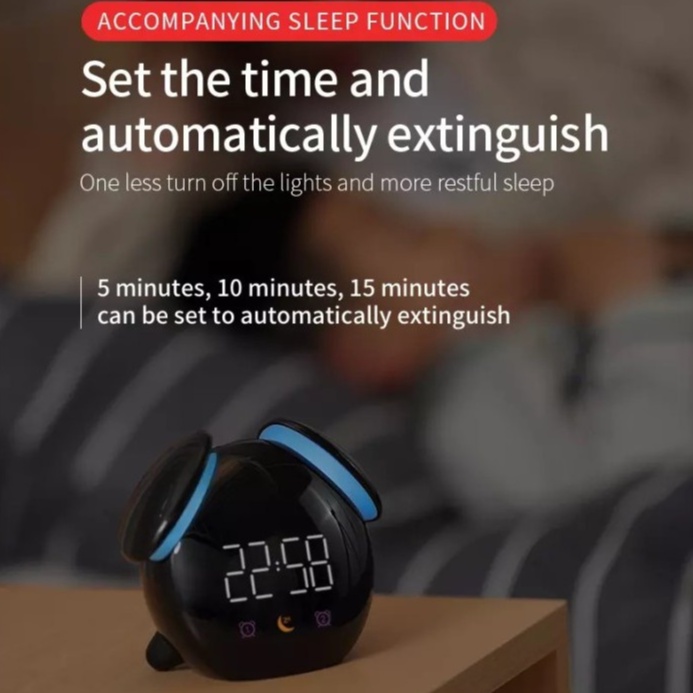 Triple W Smart LED Digital Alarm Clock Jam Meja Pintar Weker Lampu Tidur