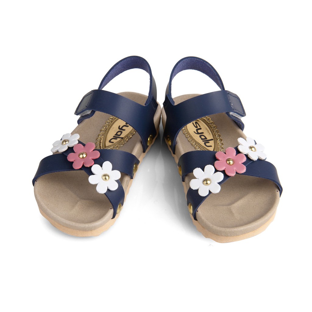 sandal anak perempuan aksesoris bunga navy PC