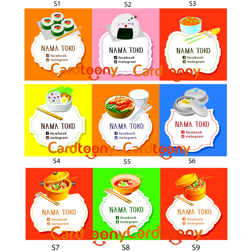 Sticker Stiker Label Nama Toko Kemasan Produk Makanan Nasi Sup