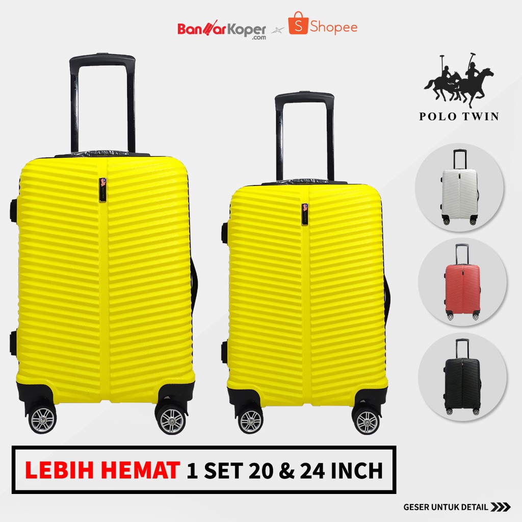 Tas Koper Polo Twin 1661 1 Set Koper 20 & 24 Inch Fiber ABS Hardcase Ultralight