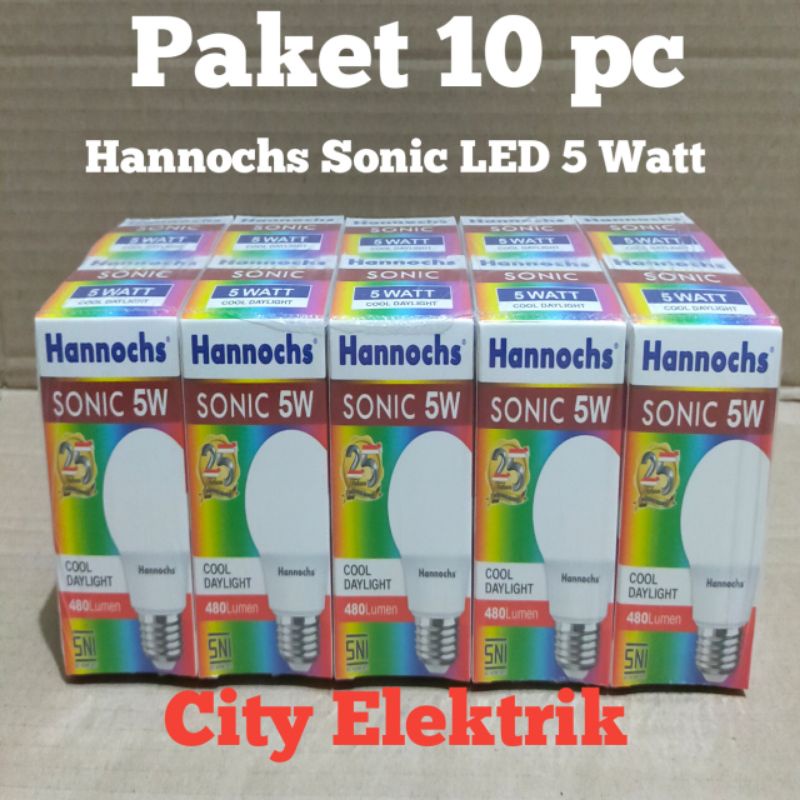 Hannochs Sonic 5 Watt ( Paket 10 pc ) Lampu Bohlam Hannochs Sonic LED 5 Watt ( Paket 10 Unit )