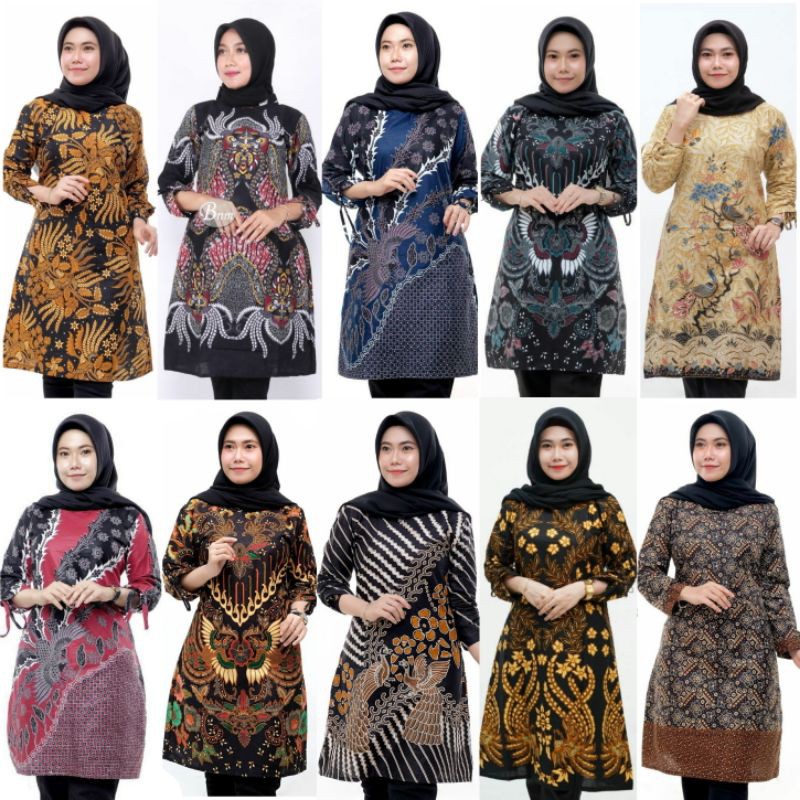 [ADIPATY BATIEK]GENES JELITA TUNIC NAVBOR YELBOR WHITBOR CREAMBOR TUNIK BATIK MODERN HRB030