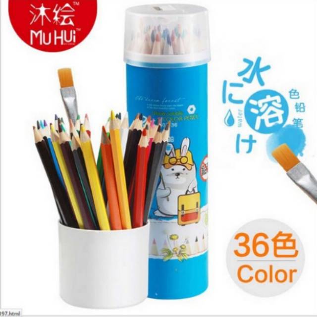 

Pensil warna cat air / water color pencil panjang 36 warna Muhui