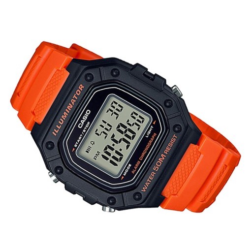 Casio Original W-218H-4B2 /  W218H-4B2Jam Tangan Pria Digital Karet Orange Oren