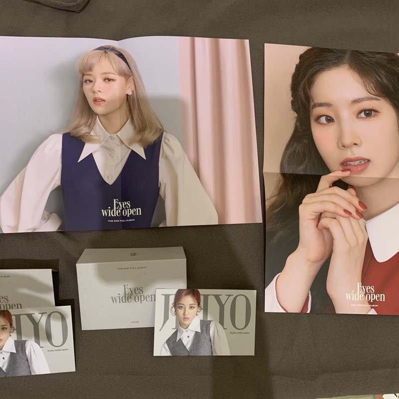OFFICIAL FOLDED POSTER DAN MESSAGE CARD TWICE - EYES WIDE OPEN SHARING ALBUM JIHYO DAHYUN