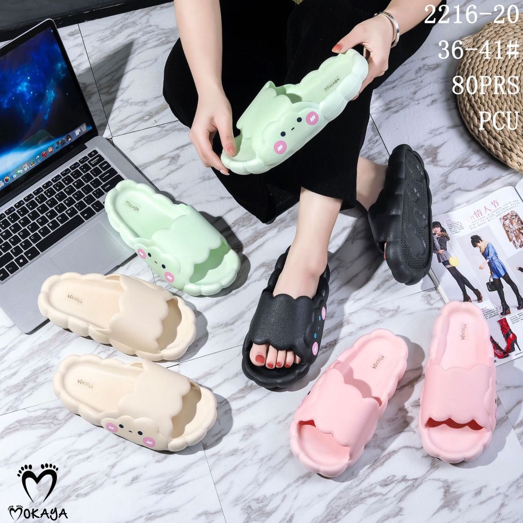 Sandal Slop Jelly Korea Wanita Awan Cloud Tebal Empuk Cantik Cute Elegant Best Seller Import Mokaya / 36-41 (2216-22/-2Ah)