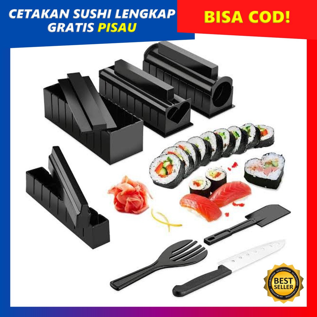Sushi Maker Profesional 10 Set - Alat Cetakan Sushi Lengkap - Gulungan Sushi - Cetakan Sushi Roll