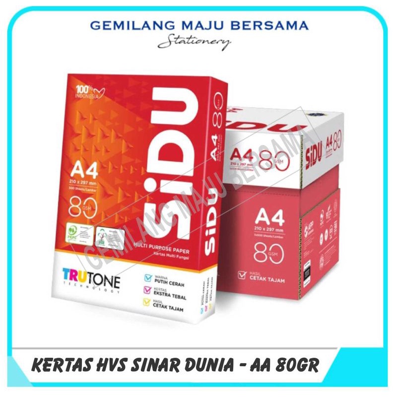 

Kertas Hvs Sinar Dunia / Sidu A4 80 Gram