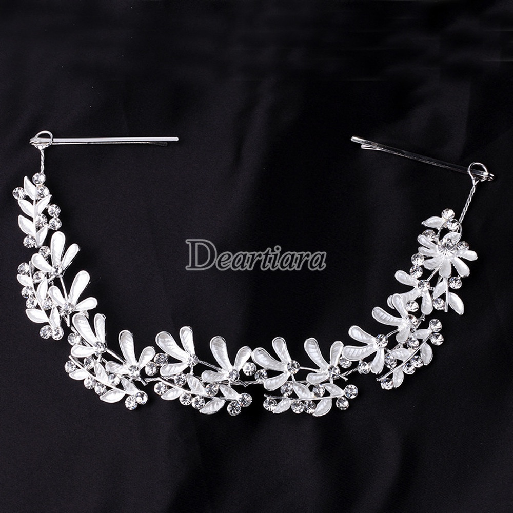 Headband Bentuk Bunga Aksen Berlian Bahan Alloy Gaya Retro Untuk Aksesoris Rambut Pengantin