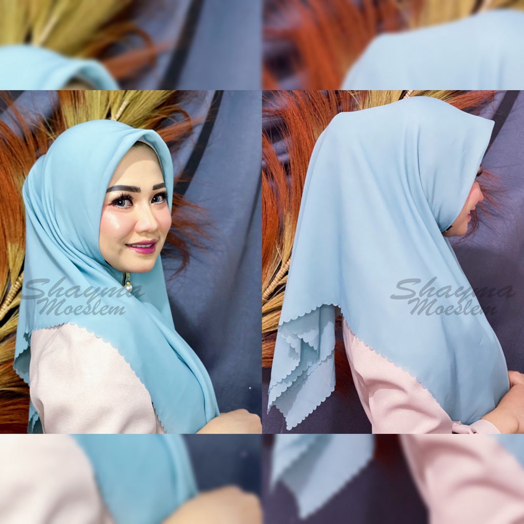 Hijab Zipper Segiempat Resleting Instan Dagu Polos / Hijab Zipper Square Lasercut / Hijab Instan