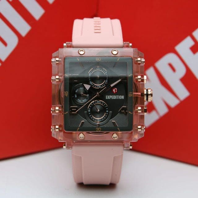 Jam tangan wanita Expedition E 6808 E6808 black pink Original