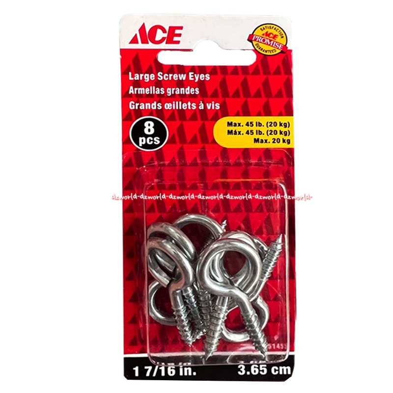 Ace Large Screw Eyes 8pcs Alat Paku Baut Mata Model Scrup Skrup Besar Jumbo Acee Skrew Kait