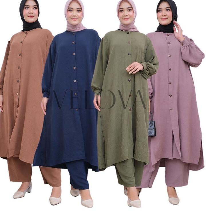 Larisa One Set Jumbo Ld 125 Crinkle Premium Setelan Wanita Eksklusif By VELOVA | BDB.22Jn22ᴿ