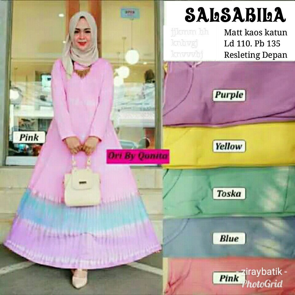 SALE #I AM BACK# Gamis Kaos Pelangi Motif Salsabila