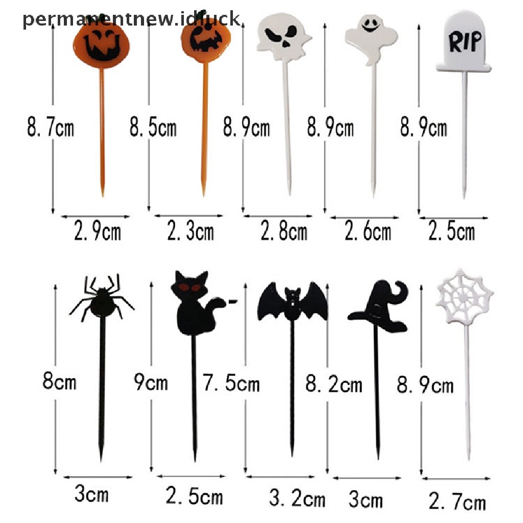 10pcs / set Tusuk Gigi Cupcake Bahan Plastik Untuk Dekorasi Halloween