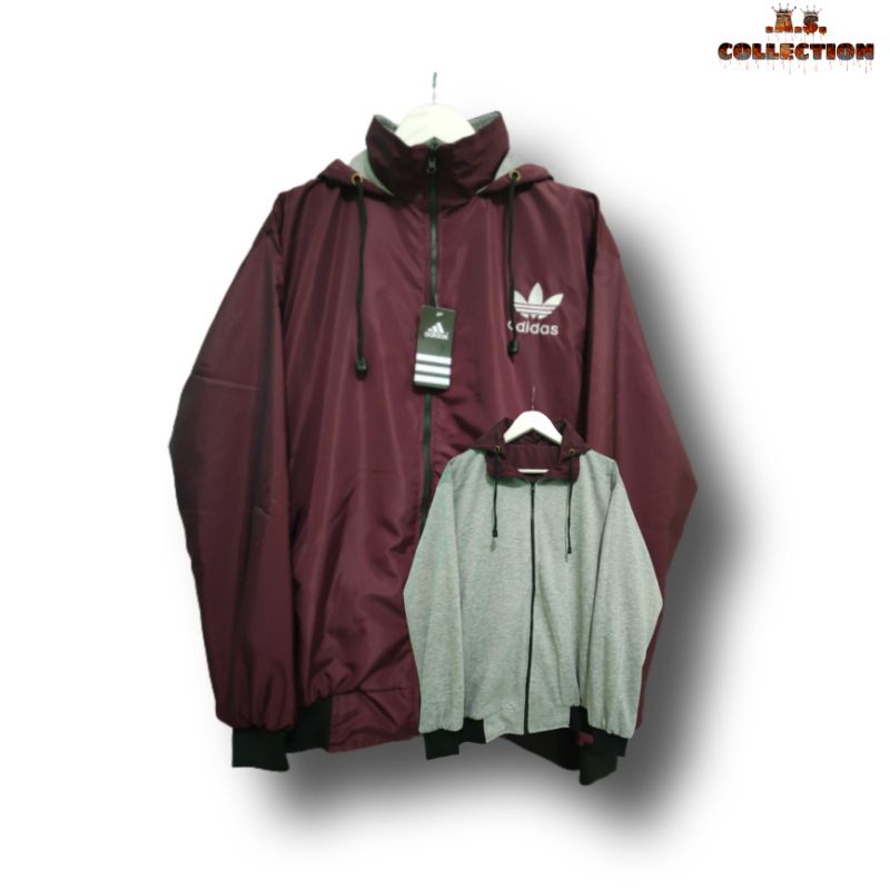 Jaket Adidas Bb jumbo XXL ( Bolak-balik) 2in1 ,{Bayar di Tempat/COD}