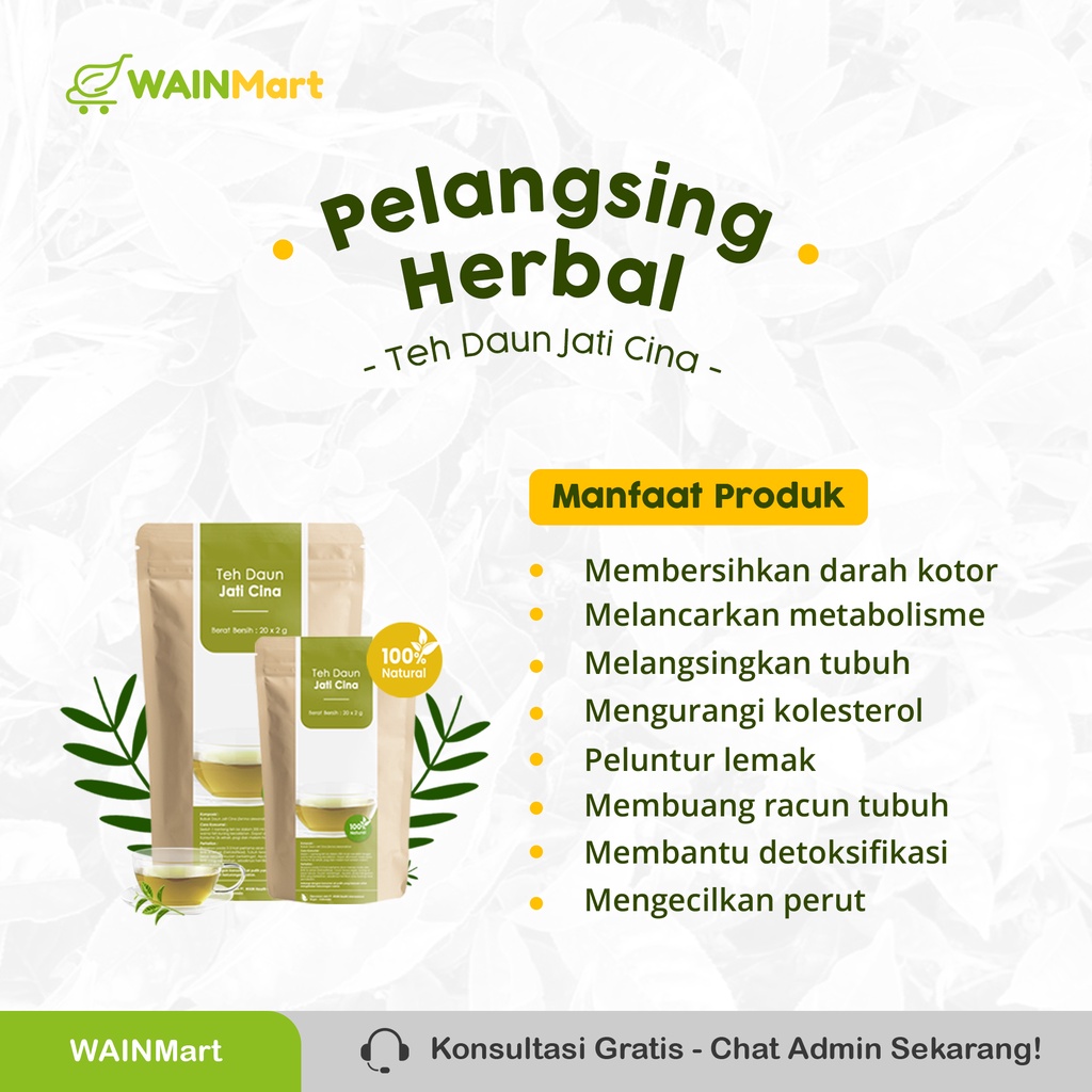 Slimming Tea Teh Pelangsing Teh Celup Daun Jati Cina Herbal Pelangsing Alami dan Peluntur Lemak Terampuh