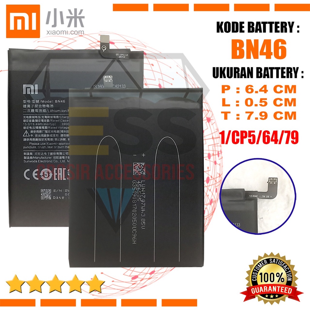 Baterai Battery Original Xiaomi BN46 &amp; BN-46 For Tipe REDMI 7 - M1810F6LG &amp; REDMI Note 8 - M1908C3JG &amp; REDMI NOTE 6