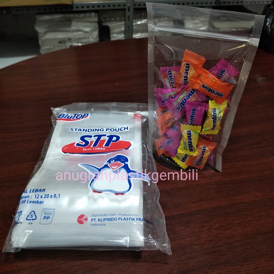 Plastik PP Klip Standing Pouch Doubel seal uk. 12 x 20 kantong berdiri