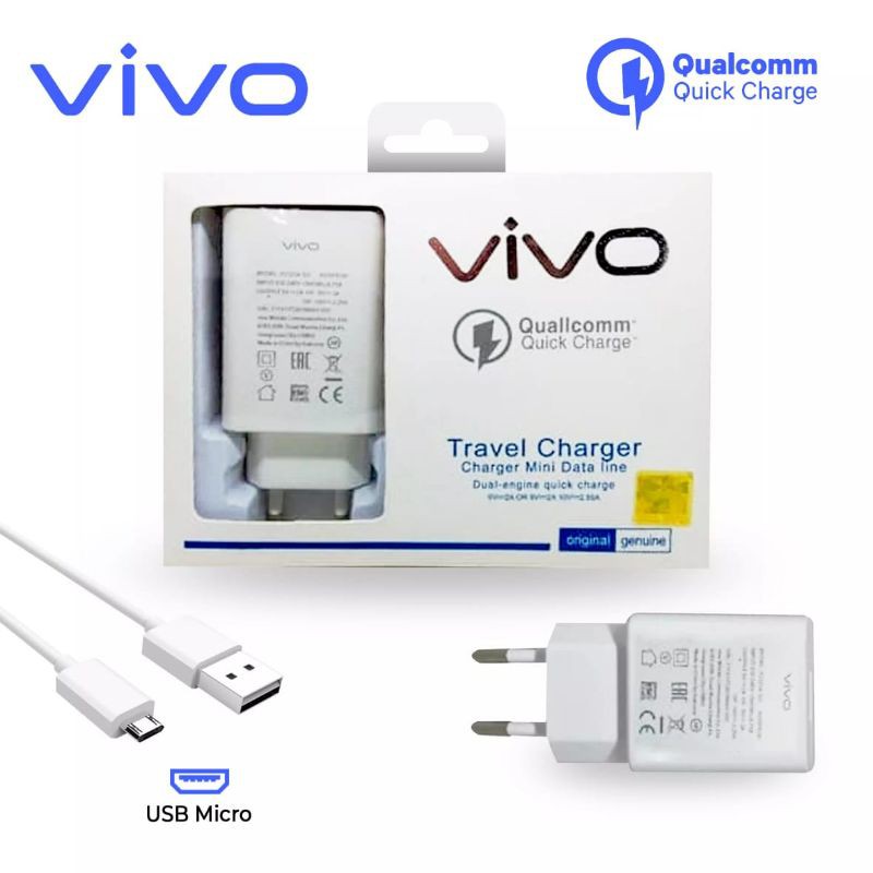 Charger/TC VIVO Qualcomm 3.0A + Kabel Data 2.4A MICRO USB FAST CHARGING