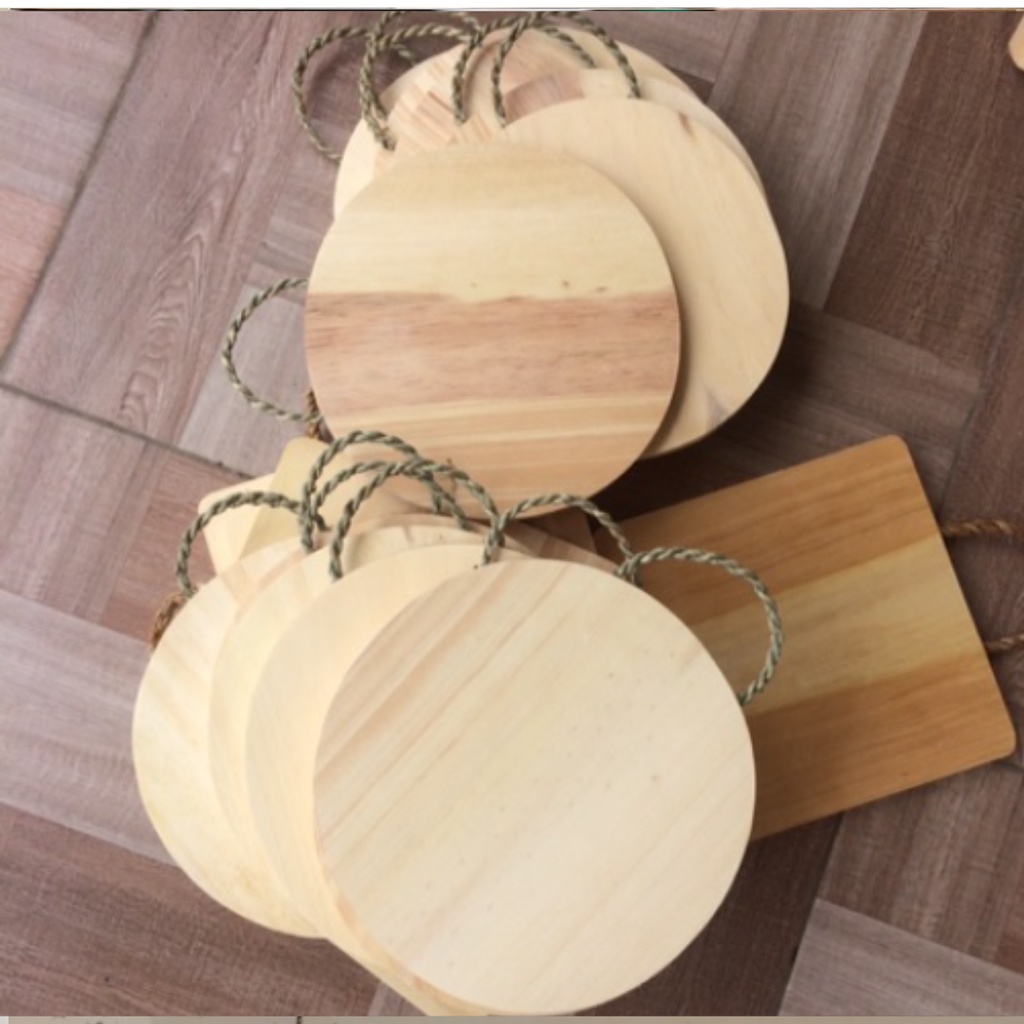 Souvenir Talenan Tali 25cm Bulat / Kotak Talenan Gantung Talenan Kayu Pinus