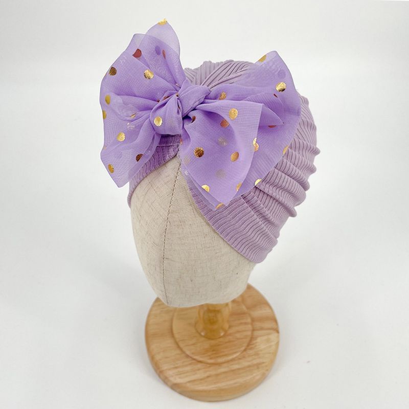 (Pimenova) Turban Anak Bayi Pita Polka 0-3 tahun - Bandana Bayi Perempuan - Ciput Bayi-Purple