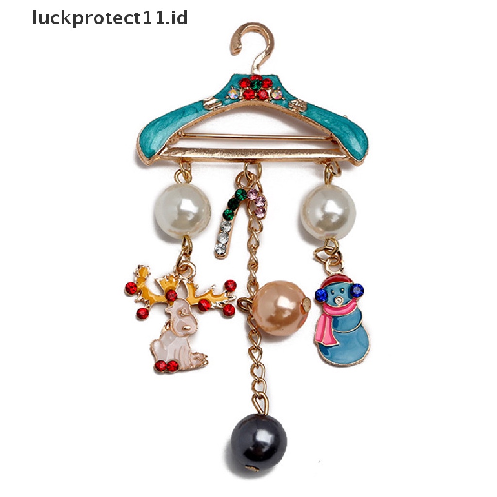 &lt; Luckprotect11. &lt; LuckproteksiBros Pin Motif Rusa / Snowman / Mutiara / Berlian Imitasi Untuk Wanita