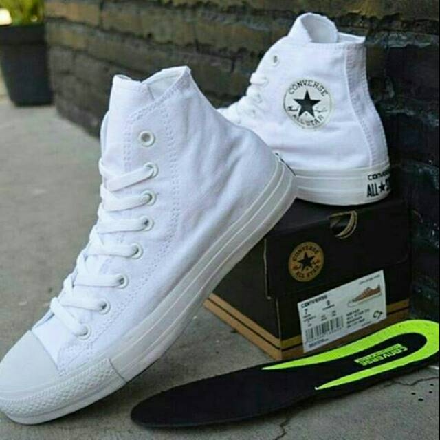 Sepatu Converse CT High Fullwhite Putih Sneakers Kets Cewek Cowok Sekolah Kuliah Kerja Kado hadiah