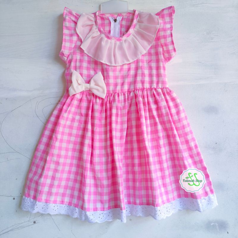 Dress Anak 1 2 gaun kotak anak cewek perempuan ( dress likenia kotak )