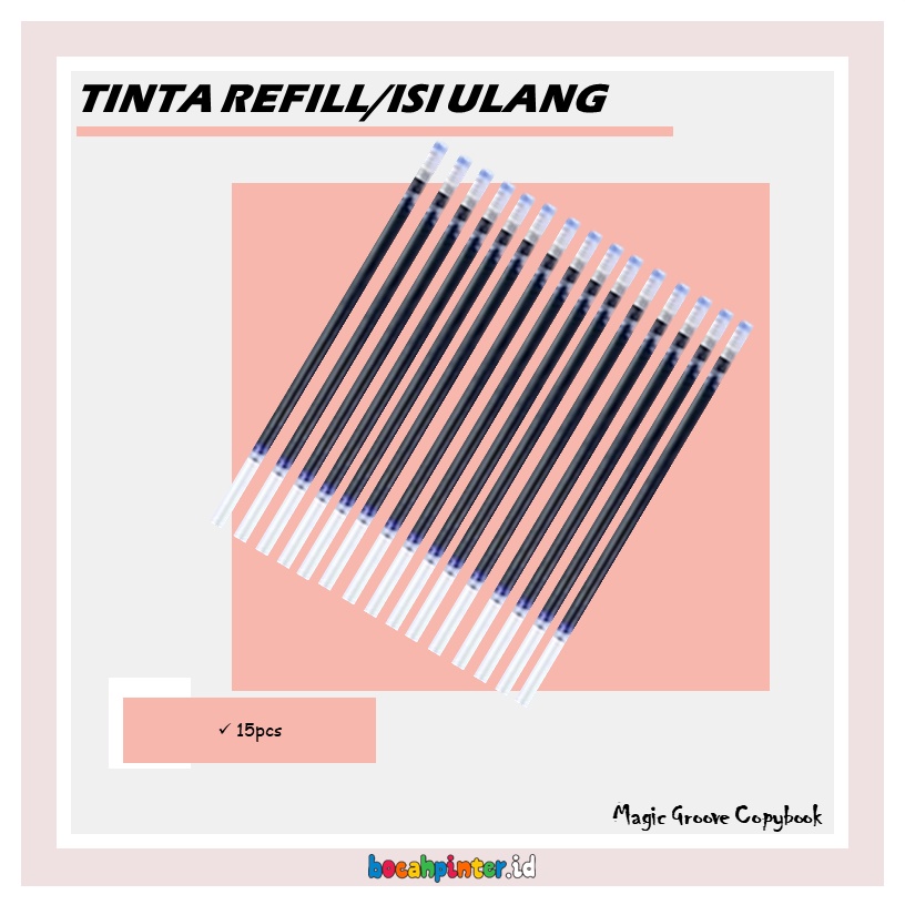 Magic Groove Copybook | Belajar Menulis Ajaib | Prewriting / Pra - Menulis | Mainan Edukasi Anak-Tinta refill 15pcs