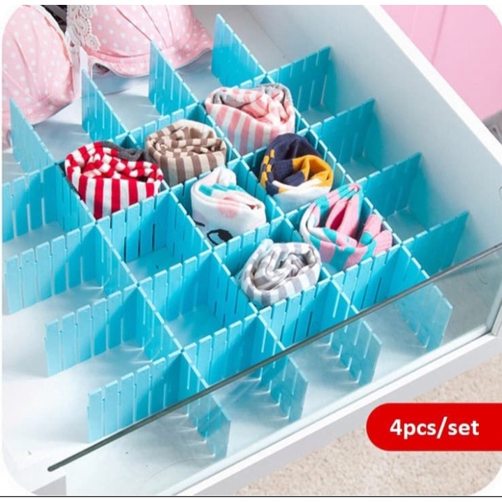 Sekat Laci Organizer 4 piece / Penyekat Pemisah Partisi Pembatas Kotak Laci Lemari Set isi 4pc - Sekat Laci Organizer Pembatas Lac Isi 4 - Penata Laci Rapi Terorganisir