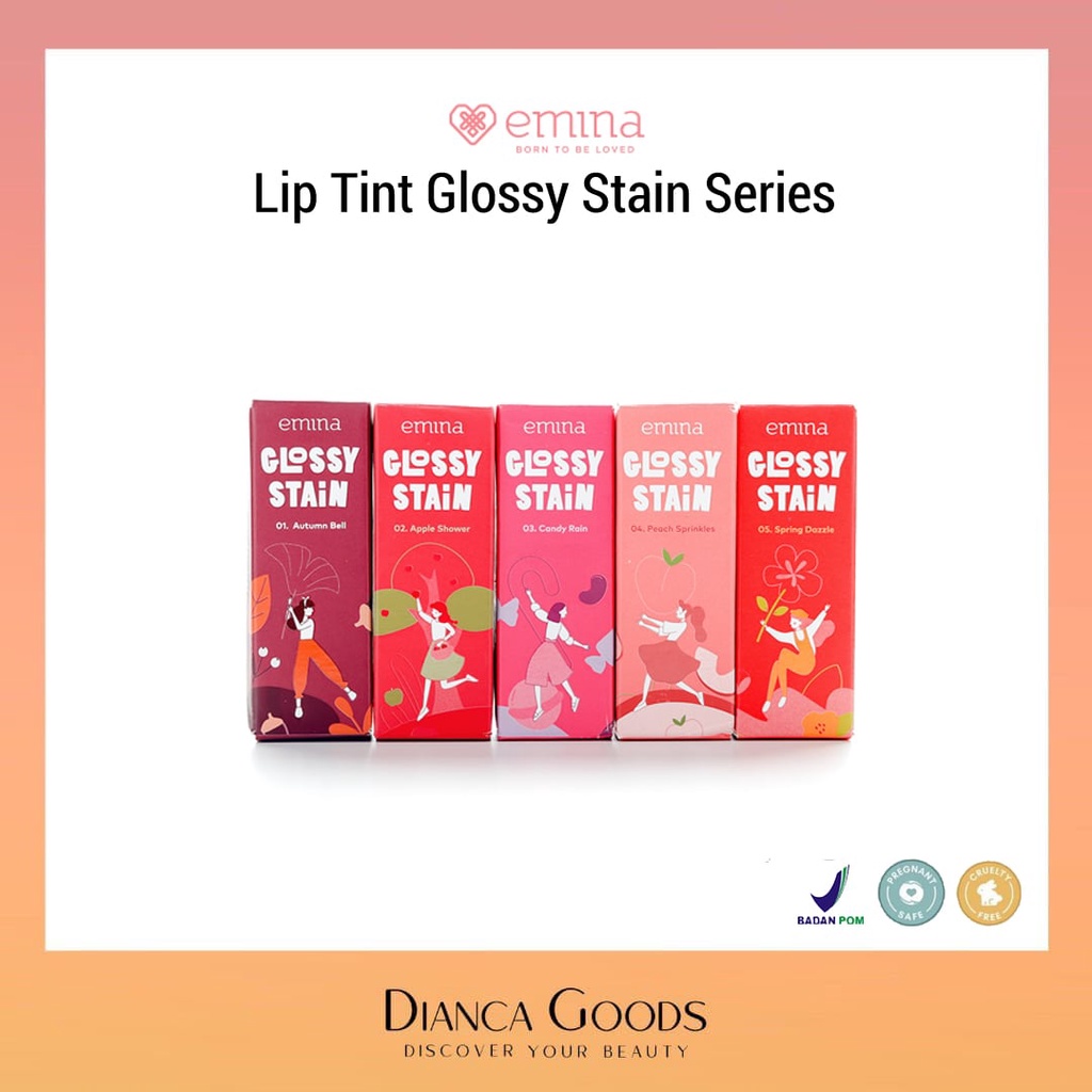 Jual EMINA Lip Tint Glossy Stain Series 3 gr Autumn Bell / Apple